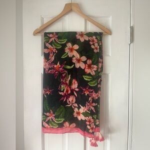 Tommy Bahama Pink and Green Floral Scarf NWOT